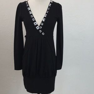 Pleated pocket overlap dress